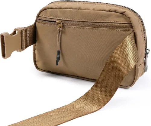 Vista 4 de ODODOS Minicangurera unisex con correa ajustable, para entrenamiento, correr, viajes o senderismo, Caramelo