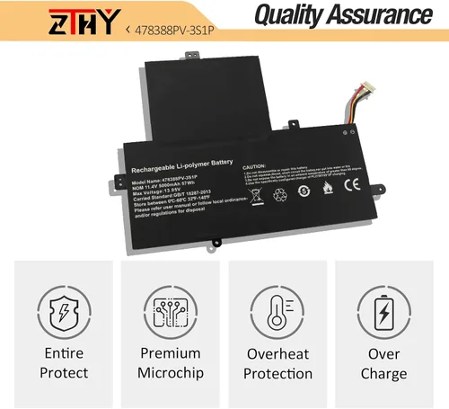 Vista 5 de ZTHY 478388PV-3S1P U478388PV-3S1P U478388PV Reemplazo de batería para portátil Gateway GWTN156-12 GWTN156-12BI GWTN156-12BK GWTN156-12BL
