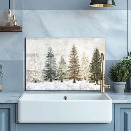 Vista 5 de Evgosm Protector contra salpicaduras de vidrio templado para cocina, estufa de escena de nieve, salpicadero de vidrio, utilizado para protección