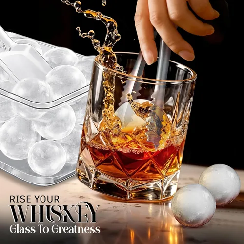 Vista 8 de Paquete de 3 bandejas para cubitos de hielo para congelador, máquina de hielo redonda grande para whisky, molde de hielo de 8 bolas con cubo