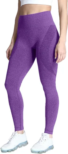 Vista 4 de Aoxjox Leggings de entrenamiento sin costuras para mujer contorno de sonrisa levantamiento de glúteos cintura alta pantalones de yoga mallas