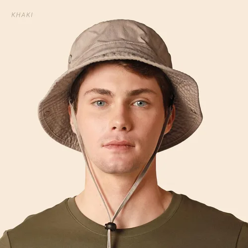 Vista 3 de CHOK.LIDS Sombrero clásico de algodón de ala ancha con cuerda ajustable unisex sombrero de sol ligero para viajes al aire libre