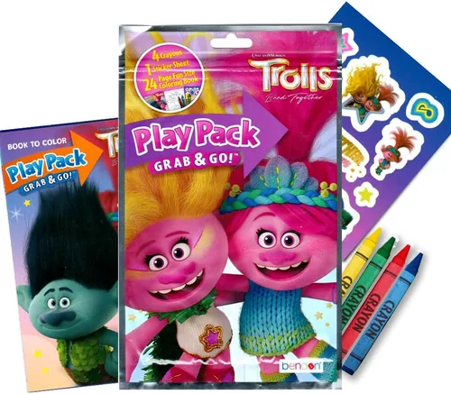 Vista 4 de Trolls - Libro de actividades para colorear y calcomanías con libro para colorear, paquetes de actividades de trolls, calcomanías y más