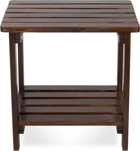 Vista 3 de Shine Company Providence - Mesa rectangular de madera maciza, mesa de patio pequeña Adirondack para exteriores, color marrón quemado