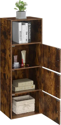 Vista 4 de Convenience Concepts Xtra Storage Gabinete de Tres Puertas con Estante en Acabado de Madera de Nogal Barnwood