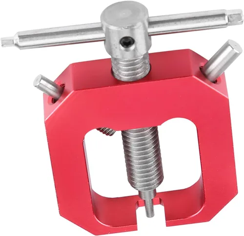 Vista 2 de Extractor de engranajes de motor, herramienta de extracción de engranajes de piñón de acero, accesorio de pieza RC para vehículos RC (rojo)