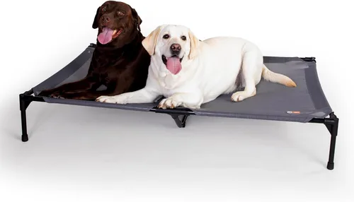 Vista 30 de K&H PET PRODUCTS - Cuna elevada para mascotas con centro de malla, varios tamaños Malla de color marrón.