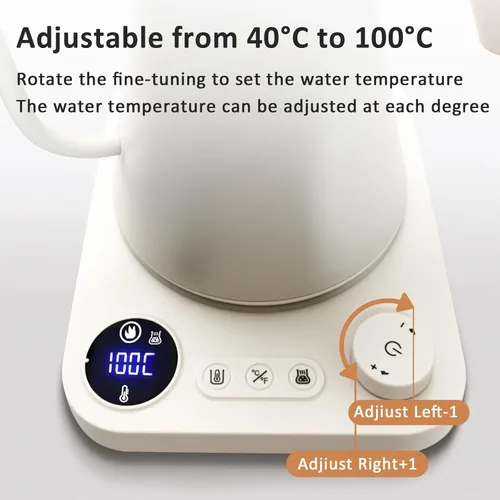 Vista 4 de Hervidor eléctrico digital inteligente con control de temperatura variable, interior de acero inoxidable, hervidor eléctrico de cuello de cisne