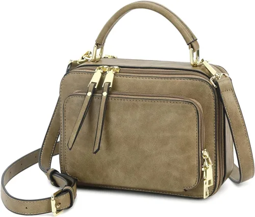 Vista 2 de Bolsos cruzados para mujer, diseño moderno, bolso de hombro, bolso de mano, bolsa de mano con doble cremallera y asa superior