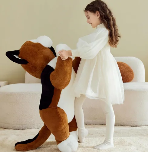 Vista 6 de IKASA Juguete de peluche de gato calicó gigante, juguetes suaves grandes y grandes, 30 pulgadas, tamaño enorme, lindo peluche mullido de gran