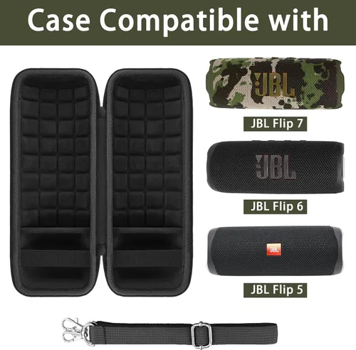 Vista 2 de co2CREA Funda de viaje rígida de repuesto para JBL Flip 7 Flip 6 FLIP 5 Altavoz Bluetooth portátil impermeable (funda de camuflaje negro)