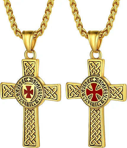 Vista 8 de PROSTEEL Stainless Steel Vintage Masonic Knight Templar Necklace for Men