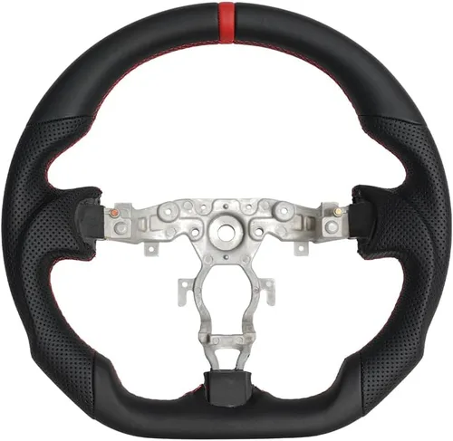 Vista 10 de Volante de fibra de carbono, volante de cuero perforado con parte inferior plana en forma de D, color negro, apto para Nissan 370z 2008-2020
