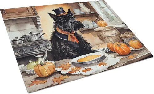 Vista 92 de Caroline's Treasures DAC1720LCB Affenpinscher - Tabla de cortar de vidrio con calabazas para cocina de otoño, grande, decorativa, de vidrio