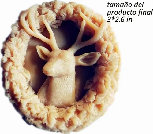 Vista 4 de Molde de jabón animal de silicona para ciervos - forma redonda para decoración de velas y pasteles