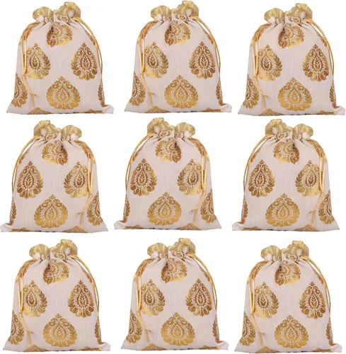Vista 34 de Touchstone Drawstring Bags Indian Handcrafted Pouches Potli for Gifts Elefante_Multicolor (paquete de 20)