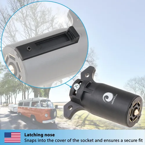 Vista 7 de valonic Enchufe de remolque de 7 vías - Remolque de 7 pines - Conector de arnés de cableado - para remolque de caravana, remolque de bicicleta