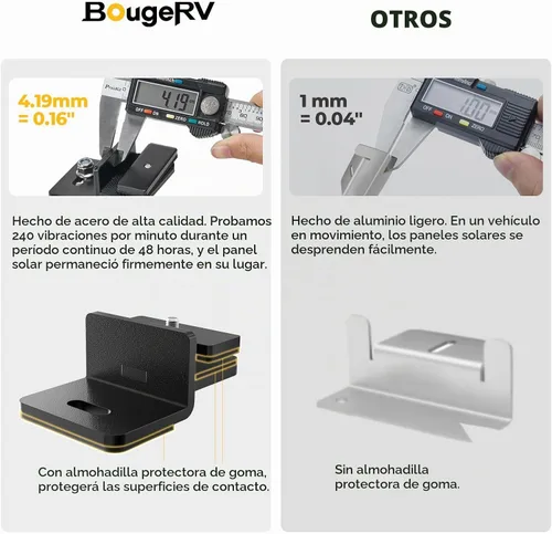 Vista 6 de Kit de montaje en cangrejo para panel solar BougeRV para autos con barras transversales, abrazaderas de techo para portaequipajes se ajusta a