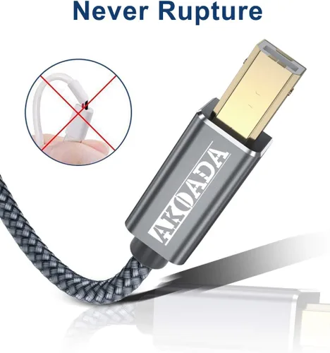 Vista 6 de AkoaDa Cable de impresora USB 2.0 tipo A macho a B macho de alta velocidad compatible con HP, Canon, Dell, Epson, Lexmark, Xerox, Samung y más
