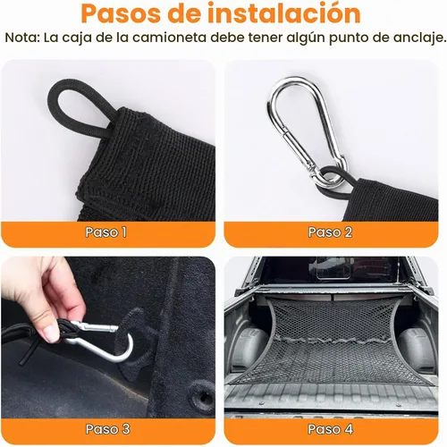 Vista 5 de Organizador de cama de camión de doble capa, malla de carga elástica