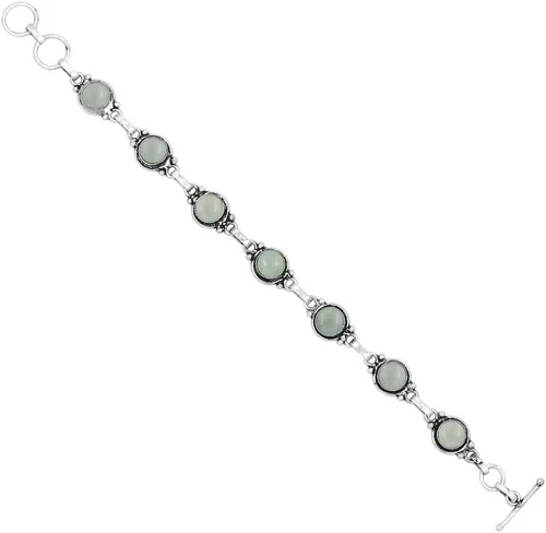 Vista 21 de Round Shape Natural & Synthetic Gemstones Silver Plated Bracelets for Women - Vintage Bohemian Style Handmade Birthstone Adjustable Link Bracelet