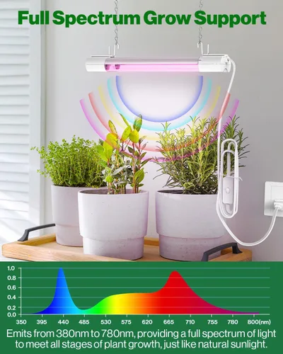 Vista 3 de Sunco - Luz LED de crecimiento de 1 pie, 10 W, espectro completo, para inicio de semillas, plántulas, plantas de interior, enchufe suspendido