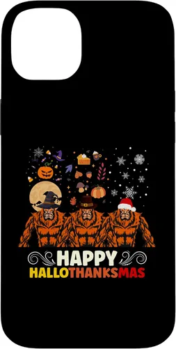 Vista 15 de iPhone 16 Halloween Thanksgiving Christmas Hallothanksmas Bigfoot Case