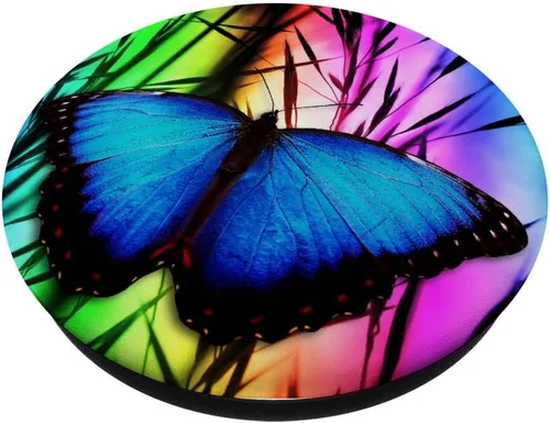 Vista 2 de Soporte para teléfono celular con diseño de mariposa color arcoíris – PopSockets Grip y soporte para teléfonos y tabletas