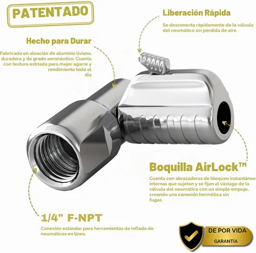 Vista 2 de JACO Lightning L2-Series Acoplador neumático para llantas, 1/4 de pulgada F-NPT (flujo abierto)