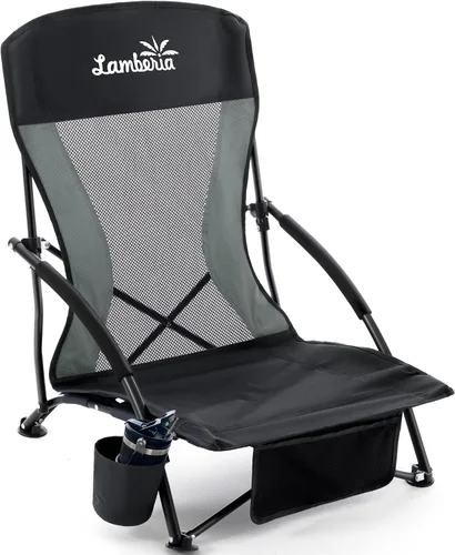 Vista 10 de Lamberia Silla de playa plegable para adultos, paquete de 2, sillas de playa bajas portátiles con capacidad de 300 libras, silla de camping ligera