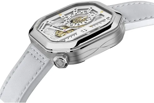 Vista 4 de AGELOCER Reloj cuadrado luminoso de acero inoxidable de lujo automático mecánico para hombre