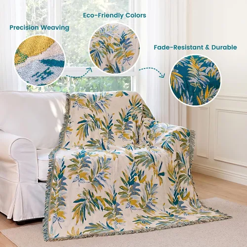 Vista 269 de MSGKV - Manta bohemia/primaveral de algodón para sofá y sala de estar, de gasa acogedora, de 50 x 60 pulgadas 50"x60" Cotton Throw, Woven Bird