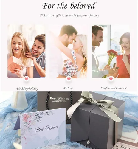 Vista 7 de Zbrand Valentine Natural Preserved Rose Jewelry Box with Surprise 100 Languages I Love you Necklace Eteternal Unfade Flowers Jewelry Storage Case