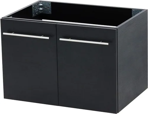 Vista 3 de Juego de lavabo flotante para montaje en pared, tocador negro, encimera de piedra plana negra, fregadero de cerámica - 24 pulgadas
