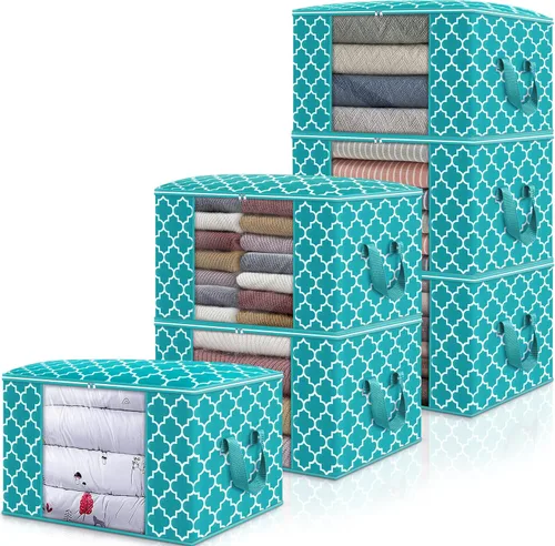Vista 7 de ISELIFE Bolsas de Almacenamiento 100L Paquete de 2 Bolsas Grandes para Mantas y Ropa, Contenedores de Organización y Almacenamiento para Ropa