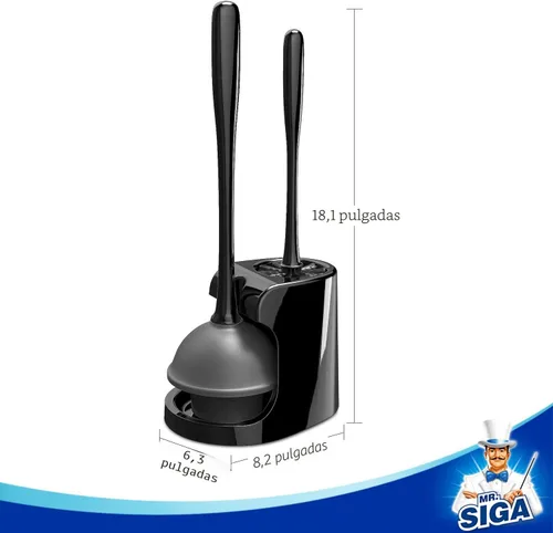 Vista 8 de MR.SIGA Combo de émbolo de inodoro y cepillo para limpieza de baño, negro, 2