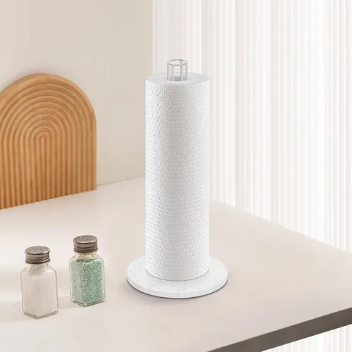 Vista 8 de NearMoon Soporte para toallas de papel, dispensador de toallas de papel de metal resistente con base de mármol, tamaño estándar o jumbo para Acabado