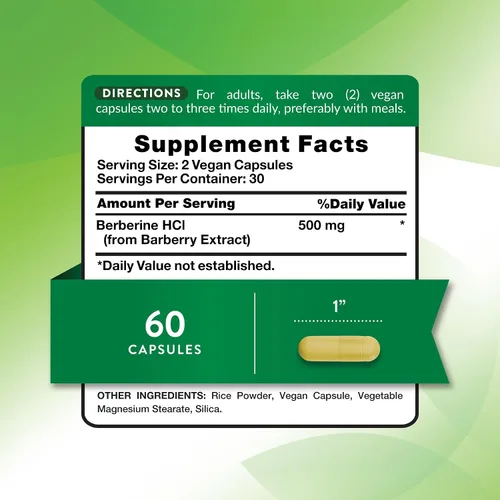 Vista 2 de Nature's Truth Berberine 500mg 60 cápsulas Suplemento vegano, sin OMG y sin gluten