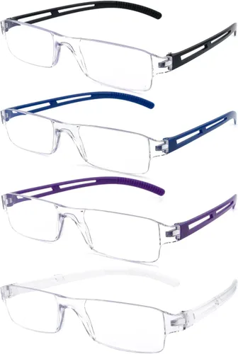 Vista 6 de Pack 4 Rimless Reading Glasses,Blue Light Clear Frames Reader Lightweight for Men and Women