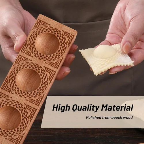 Vista 6 de Molde de ravioles de madera hecho a mano, tablero de ravioles de madera, molde de ravioles de madera, herramientas de tablero de madera para pasta