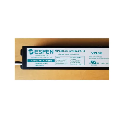 Vista 2 de Espen Technology VPL50-075-MVHDA-PD-1C - Controlador LED, corriente constante, 50W, 750mA, multivoltio, factor de alta potencia, clase 2, Pro-Dim, 1