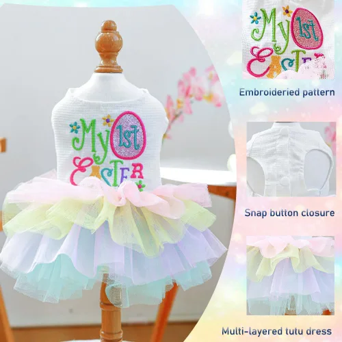 Vista 61 de ANIAC Daisy Vestidos para Perros Pequeños Hembra con Anillo para Correa, Nudo de Lazo Vestido de Boda para Cachorra, Traje de Gato de San Valentín