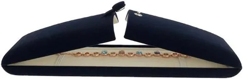 Vista 4 de Caja de regalo de joyería de alta calidad para pulsera, collar, terciopelo azul marino, regalo moderno y elegante de galería (joyería no incluida)