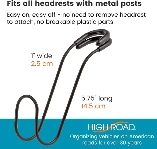 Vista 6 de High Road Ganchos Irrompibles para Bolsas de Automóvil - Grandes, Ganchos de Metal Sólido para Asiento de Automóvil para Bolso, Mochila, Abrigos