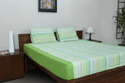 Vista 2 de Tamaño de cama doble (9 pies x 9 pies), sábana de cama premium cómoda con 2 fundas de almohada a juego, sábana de cama 100% algodón, diseño