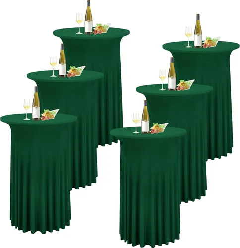 Vista 11 de 6 Paquetes de Faldas Redondas para Mesa de Cóctel de 32" x 43" Elastano Extensible Mantel de Cóctel con Cortinas Onduladas, Fundas de Mesa Alta