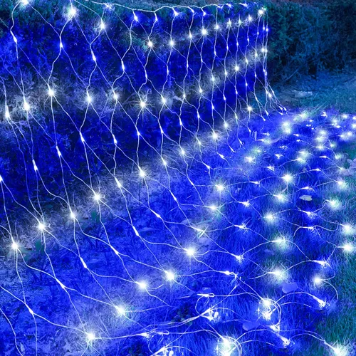 Vista 8 de kemooie 198 luces LED de red de Navidad, 9.8 pies x 6.6 pies, luces de malla enchufables, conectables, 8 modos de parpadeo, luces de cadena