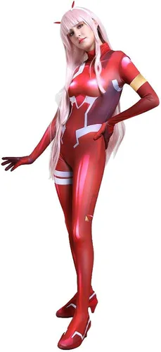 Vista 3 de Cosplay.fm Traje de batalla rojo para mujer, disfraz de anime para cosplay, overol de elastano