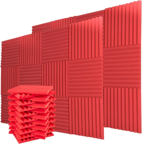 Vista 17 de Paquete de 12 paneles de espuma acústica, cuñas insonorizantes de alta densidad de 1 x 12 x 12 pulgadas para pared, recuperación rápida, resistentes