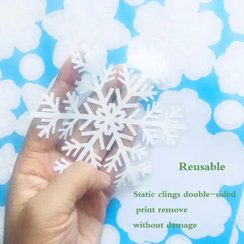 Vista 5 de 306 calcomanías de copos de nieve para ventana, calcomanías blancas de Navidad para ventana, decoraciones de invierno del país de las maravillas